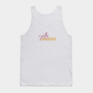 yalla habibi - two fonts: maroon red and gold Tank Top